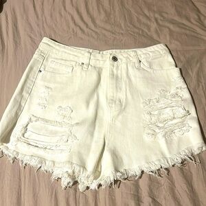 SHEIN medium destructed white denim NWOT